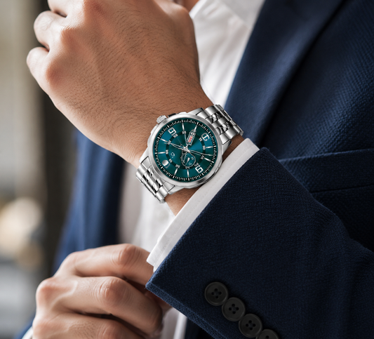 Premium Green Dial Stainless Steel Analog Watch for Men & Boys