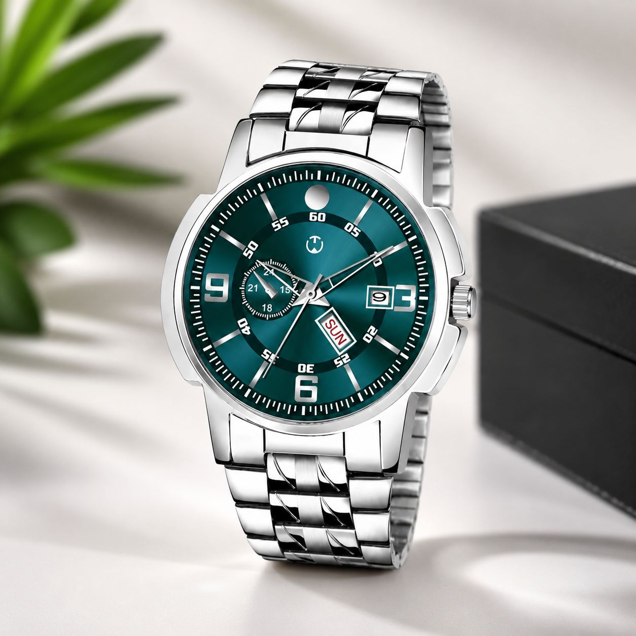 Premium Green Dial Stainless Steel Analog Watch for Men & Boys